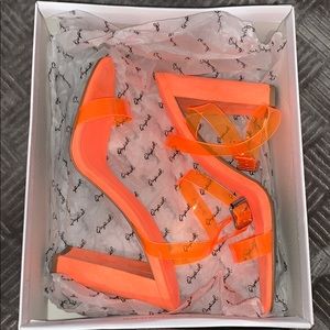 Fun Felt neon orange party heels